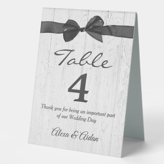 Plaque De Table Bow Noir Sur Bois De Grange (Recto)