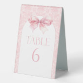 Plaque De Table Bow rose Boho Arch Baby Girl Douche Numéros de tab (Verso)