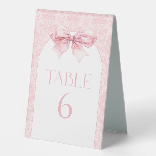 Plaque De Table Bow rose Boho Arch Baby Girl Douche Numéros de tab (Recto)