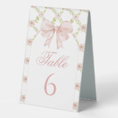 Plaque De Table Bow rose Floral Chic Baby Girl Douche Numéro de ta (Verso)