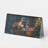 Plaque De Table Boxer Snowy Sleigh Décor de Noël (Verso)