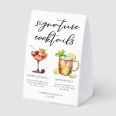 Plaque De Table Bride Groom Wedding Signature Cocktails Menu (Verso)