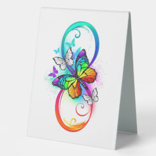 Plaque De Table Bright infinity with rainbow butterfly