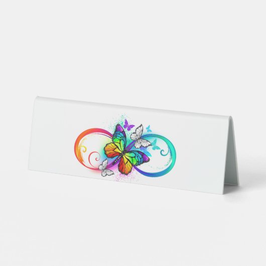 Plaque De Table Bright infinity with rainbow butterfly (Verso)