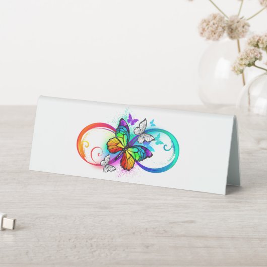 Plaque De Table Bright infinity with rainbow butterfly (En SItu (Tableau))