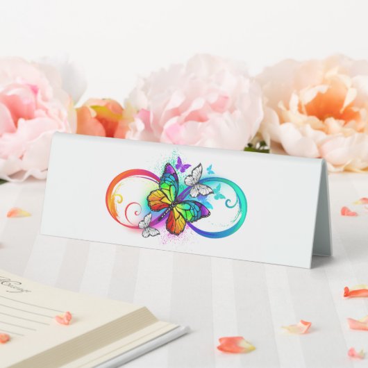 Plaque De Table Bright infinity with rainbow butterfly (In SItu (Mariage))