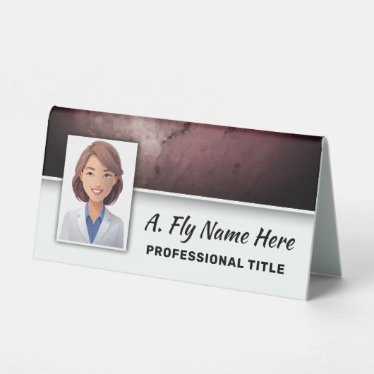 Plaque De Table Brown Burgundy Stone Professionnel Nom photo Logo (Recto)