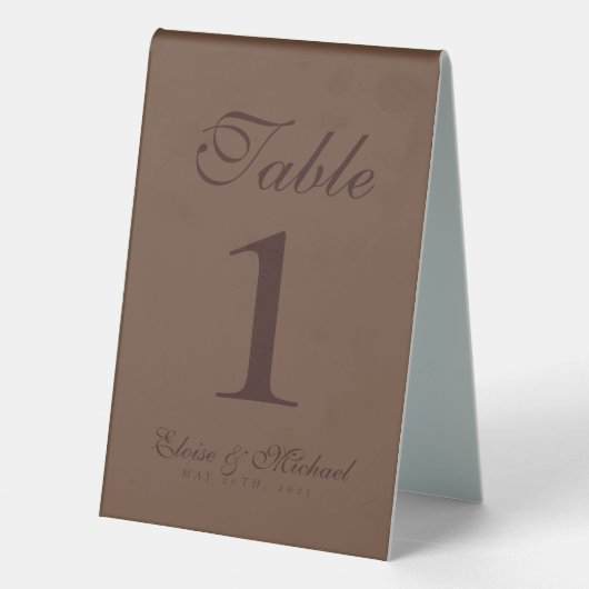 Plaque De Table Brown Mariage Mousse moderne simple (Verso)