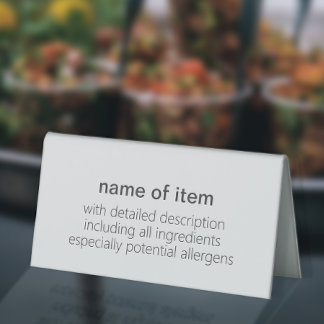 Plaque De Table Buffet noir + blanc simple - Menu Description de l