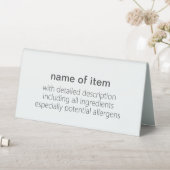 Plaque De Table Buffet noir + blanc simple - Menu Description de l (En SItu (Tableau))