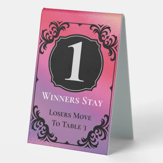 Plaque De Table Bunco Table Une Carte Noir Blanc Élégant (Verso)