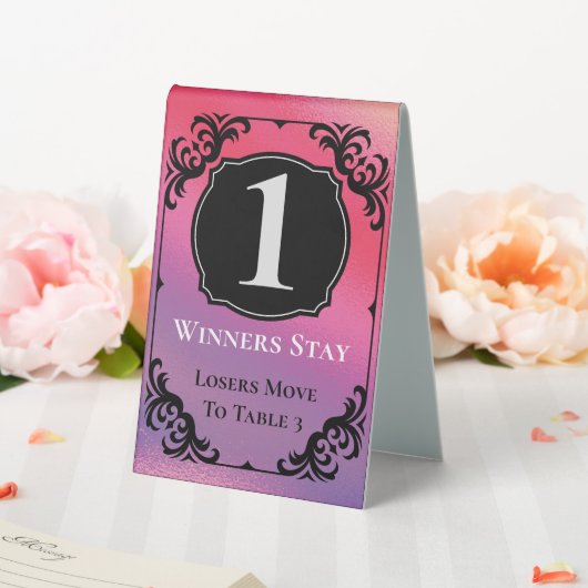 Plaque De Table Bunco Table Une Carte Noir Blanc Élégant (In SItu (Mariage))