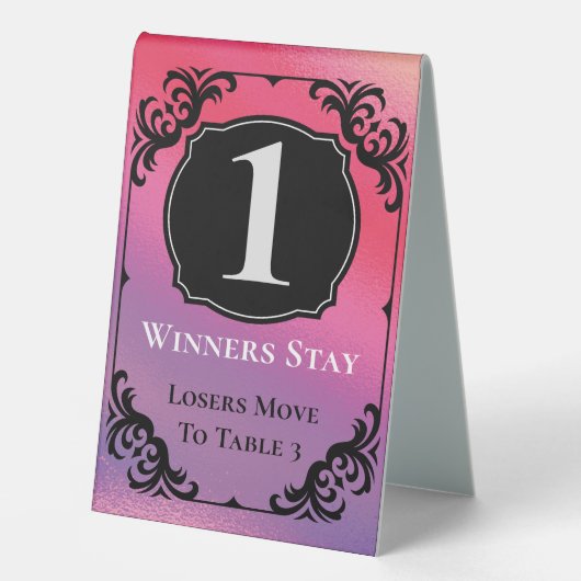 Plaque De Table Bunco Table Une Carte Noir Blanc Élégant (Recto)