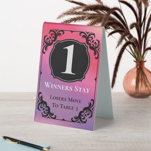 Plaque De Table Bunco Table Une Carte Noir Blanc Élégant (En SItu (Tableau))