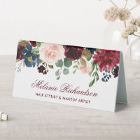 Burgundy Bleu Aquarelle Nom Floral Signal