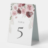 Plaque De Table Burgundy Blush Rose Roses Mariage Numéro de tablea (Recto)