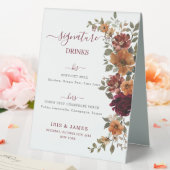 Plaque De Table Burgundy Burnt Orange Floral Mariages Menu Boisson (In SItu (Mariage))