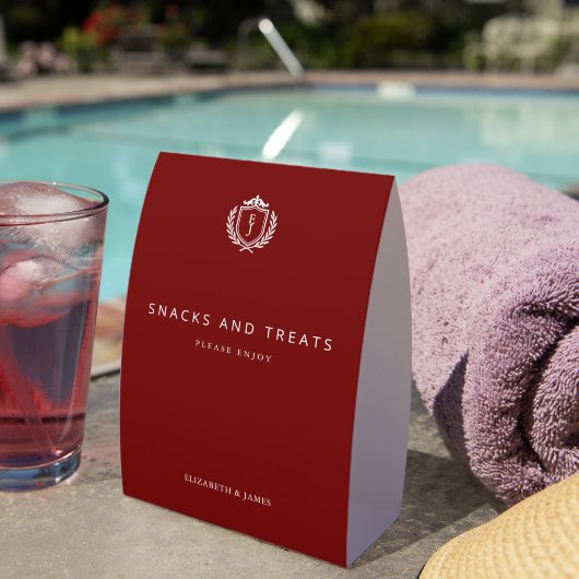 Plaque De Table Burgundy Crest Wedding Custom Initials (Insitu (sur table))