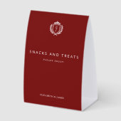 Plaque De Table Burgundy Crest Wedding Welcome, Custom Initials (Recto)