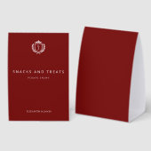 Plaque De Table Burgundy Crest Wedding Welcome, Custom Initials (Recto/verso)
