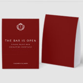 Plaque De Table Burgundy Crest Wedding Welcome, Custom Initials (Recto/Verso)