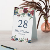 Plaque De Table Burgundy Navy Bleu Blush Floral Aquarelle Rustique (En SItu (Tableau))