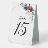 Plaque De Table Burgundy Navy Blush Floral Gold Mariage géométriqu (Verso)