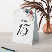 Plaque De Table Burgundy Navy Blush Floral Gold Mariage géométriqu (En SItu (Tableau))