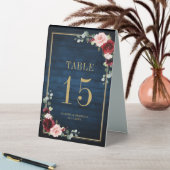 Plaque De Table Burgundy Navy Blush Floral Gold Tableau (En SItu (Tableau))
