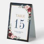 Plaque De Table Burgundy Navy Blush Floral Gold Tableau (Recto)
