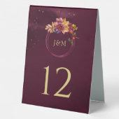Plaque De Table Burgundy Rose Gold Aquarelle Leçons Mariage (Verso)