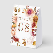 Plaque De Table Burgundy Terracotta Floral Wedding Table Number (Verso)