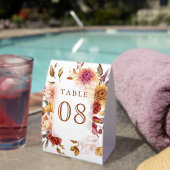 Plaque De Table Burgundy Terracotta Floral Wedding Table Number (InVersositu (sur table))