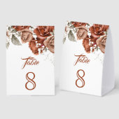 Plaque De Table Burnt Roses Terracotta Floral Wedding Table Number (Recto/verso)