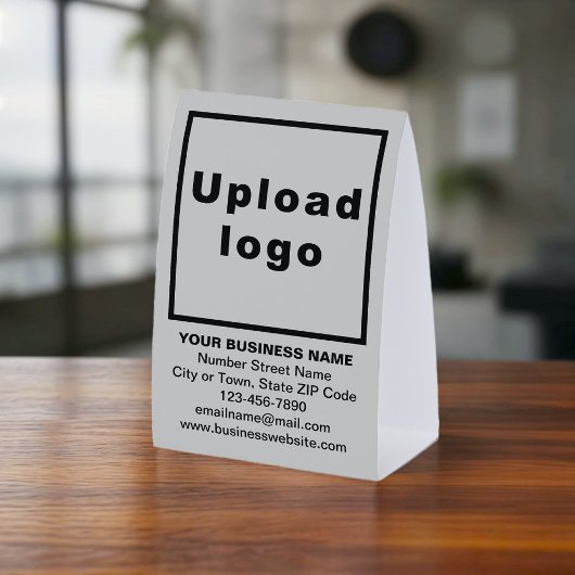 Plaque De Table Business Brand on Gray Tent Style Paper Table Sign