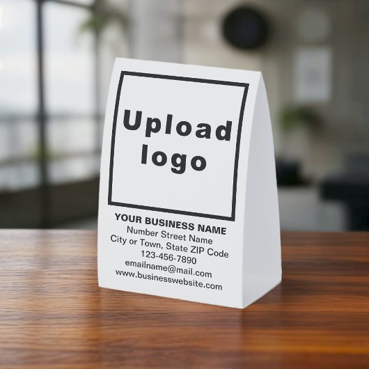 Plaque De Table Business Brand on White Tent Style Table Sign