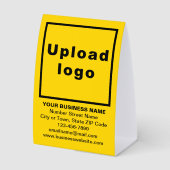 Plaque De Table Business Brand on Yellow Tent Style Table Sign (Recto)