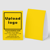 Plaque De Table Business Brand on Yellow Tent Style Table Sign (Recto/verso)