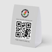 Plaque De Table Business Logo and QR Code Special Menu Custom (Verso)