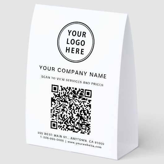 Plaque De Table Business Logo Create Your QR Code (Arrière)