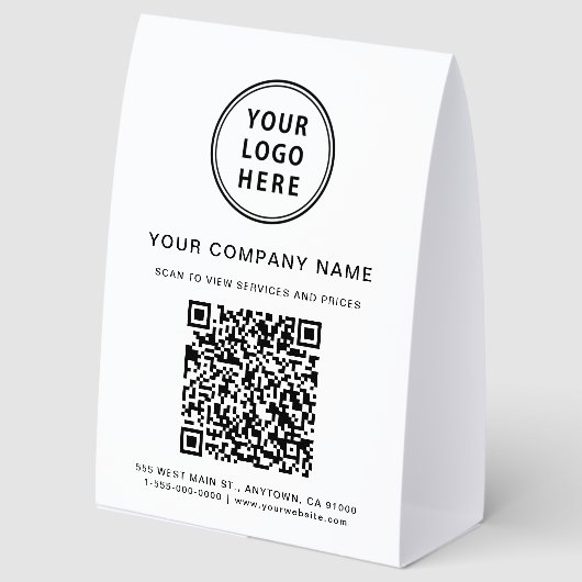Plaque De Table Business Logo Create Your QR Code (Recto)