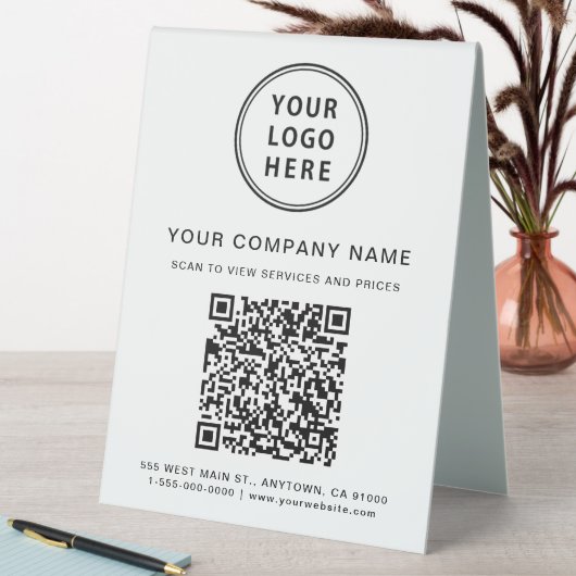 Plaque De Table Business Logo Create Your QR Code (En SItu (Tableau))