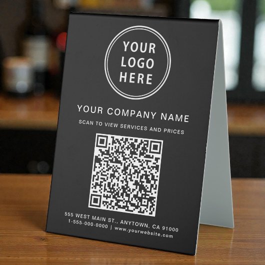 Plaque De Table Business Logo Create Your QR Code Black