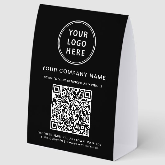 Plaque De Table Business Logo Create Your QR Code Black (Recto)