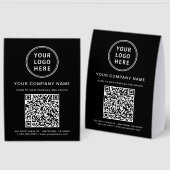 Plaque De Table Business Logo Create Your QR Code Black (Recto/Verso)