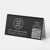 Plaque De Table Business Logo Create Your QR Code Black Horizontal (Verso)