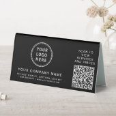 Plaque De Table Business Logo Create Your QR Code Black Horizontal (En SItu (Tableau))