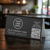 Plaque De Table Business Logo Create Your QR Code Black Horizontal