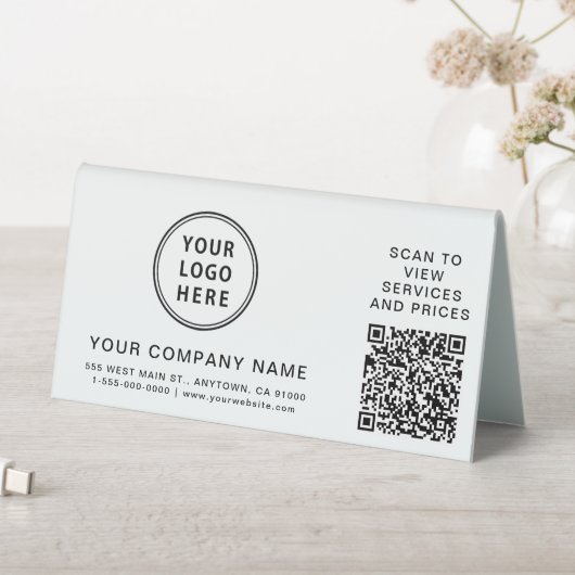 Plaque De Table Business Logo Create Your QR Code Horizontal (En SItu (Tableau))