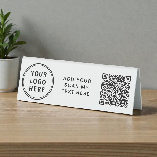 Plaque De Table Business Logo Create Your QR Code Horizontal